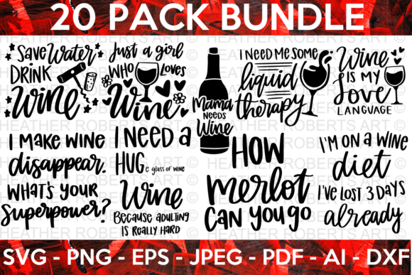 Funny Wine SVG Bundle: Graphics for Crafts & Local Branding